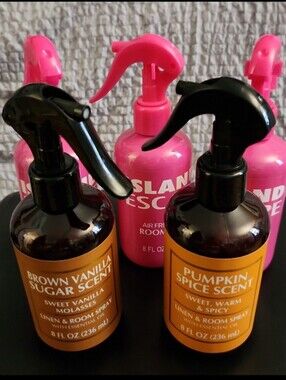 Brown Vanilla & Pumpkin Spice Linen Spray Set - Orange & Pink